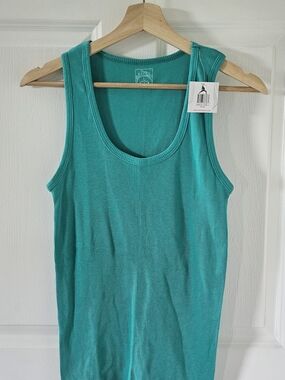 Ribbed Scoop Tank Top in Teal - Sexy Basics